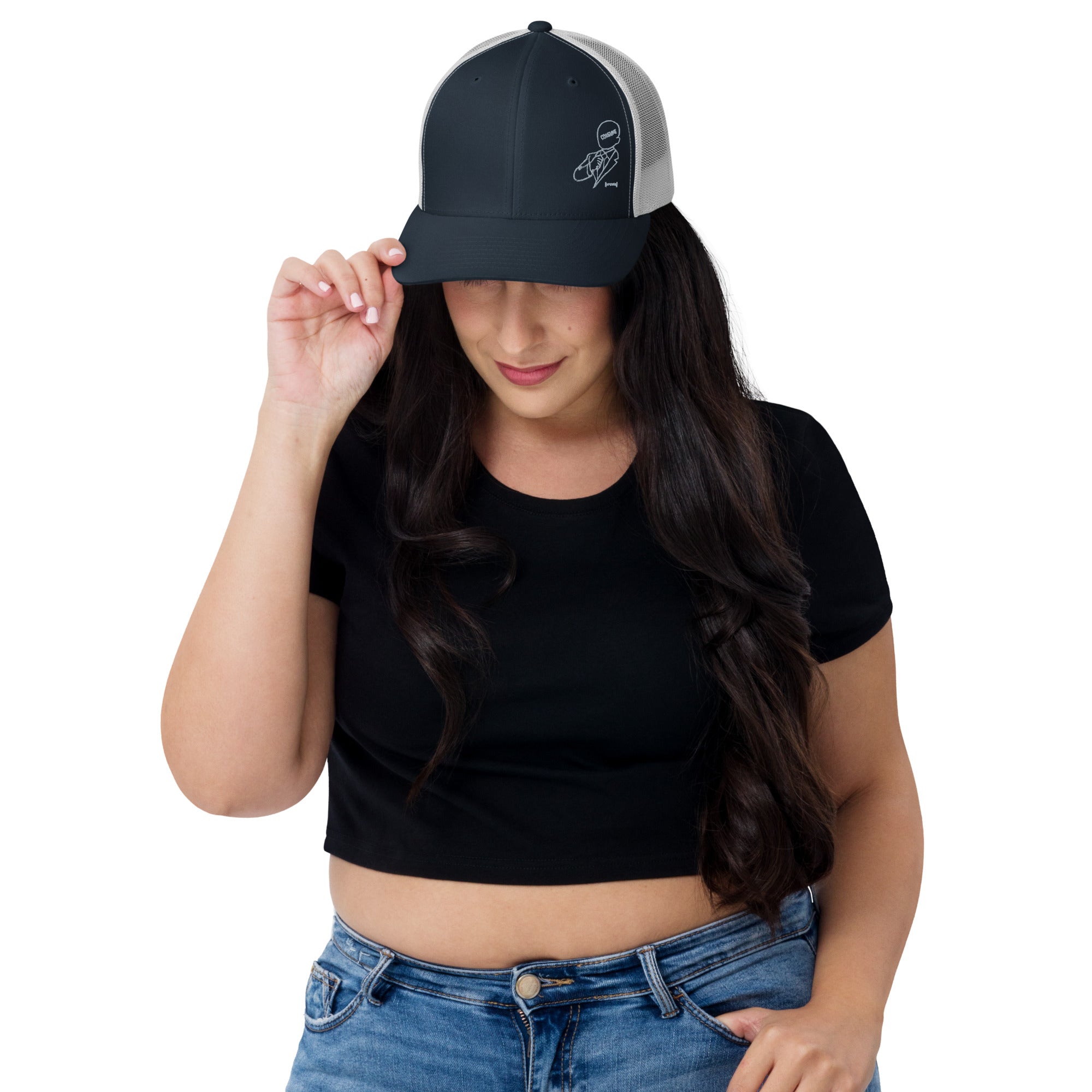 CONSUME Anti-Corporate Trucker Cap (White Stitch)